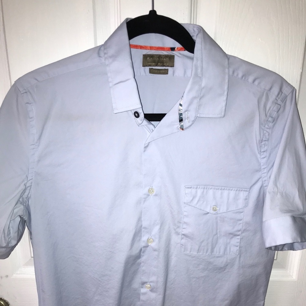 Blue short sleeve button up